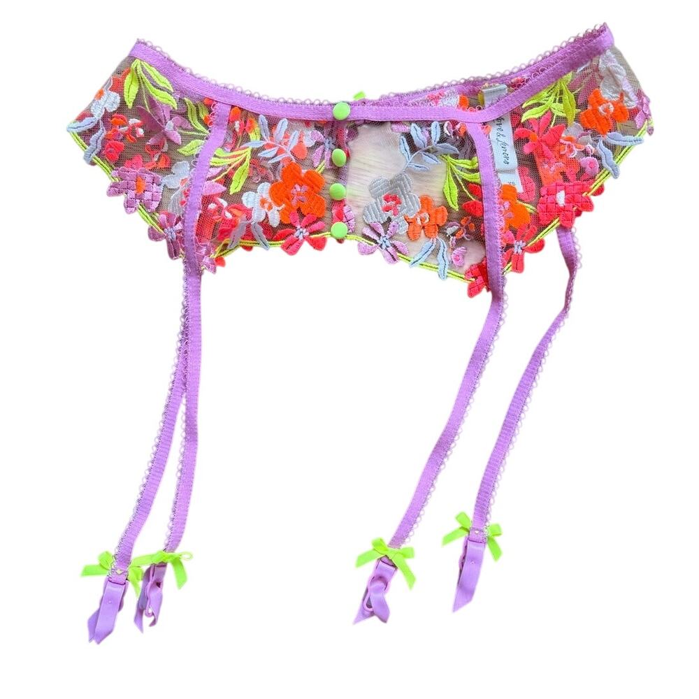 For Love & Lemons Summer Tide Garter Belt in Pink and Neon Size XS XSmall